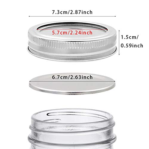 24 tapas y anillos de enlatado de boca regular Mason Jar Tapas para Mason Jar boca ancha, tapas de tipo dividido a prueba de fugas y tapas de tarro de enlatado seguras de 70 mm