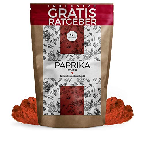 250 g de Páprika Picante en polvo / Guindilla roja / Ají dulce + extra picante | Pimiento Morrón | Pebrera| Ají Páprika| Rica combinación con ajo | Condimento esencial de la cocina para muchas recetas