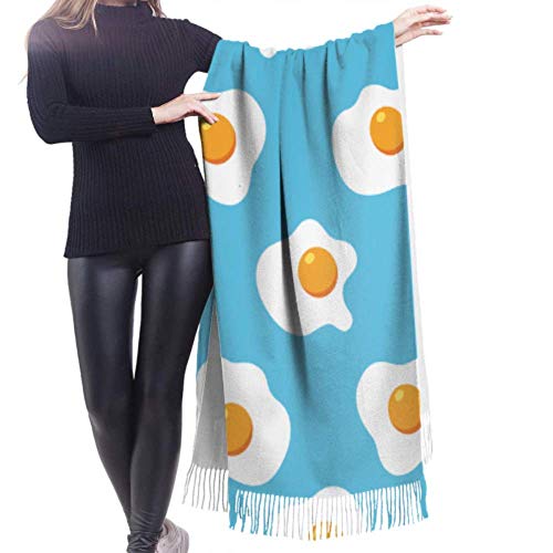 27"x77 Bufanda múltiple para mujer Huevos fritos Desayuno delicioso Bufanda para mujer Bufandas grandes para mujer Elegante manta cálida grande