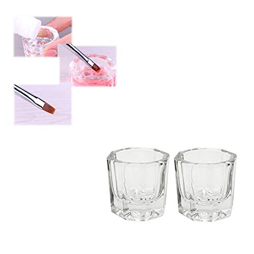 2pcs para uñas de acrílico transparente en polvo líquido Copas Dappen de sustitución de vidrio de cristal Copas de Polonia cristalería Herramientas (octogonal)