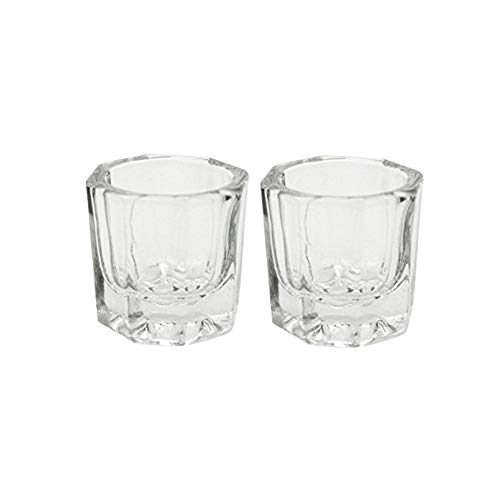 2pcs para uñas de acrílico transparente en polvo líquido Copas Dappen de sustitución de vidrio de cristal Copas de Polonia cristalería Herramientas (octogonal)