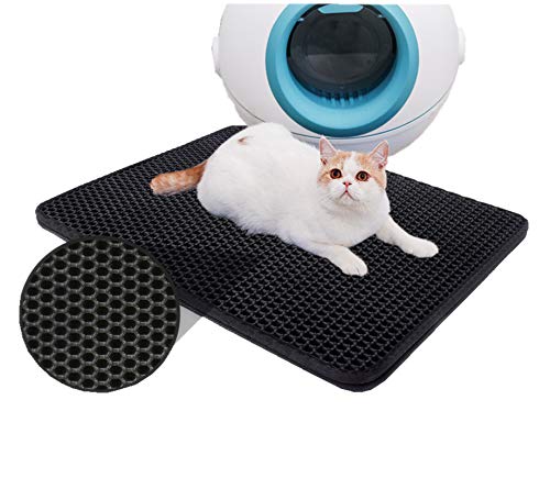 2PET Suelo Goma EVA Alfombra Gatos, La Esterilla de Arena para Gatos Resistente al Agua Alfombra para arenero de Gatos Diseño Panal con Doble Capa Antideslizante