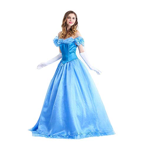 2REMISE Vestido De Princesa De Cenicienta para Adultos De Halloween Discoteca Escenario Disfraz Disfraz Ópera Disfraz Azul L