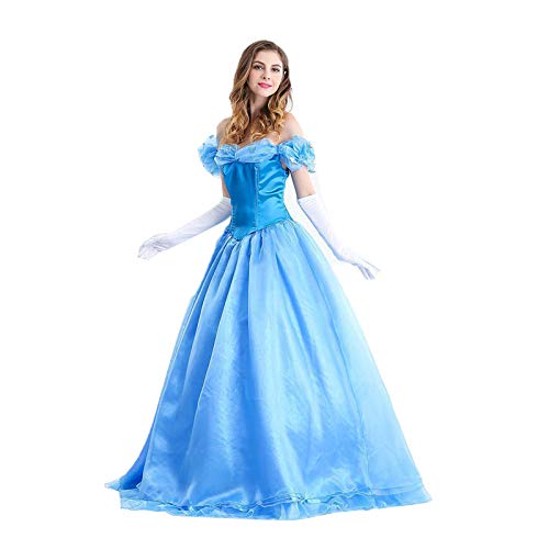 2REMISE Vestido De Princesa De Cenicienta para Adultos De Halloween Discoteca Escenario Disfraz Disfraz Ópera Disfraz Azul L