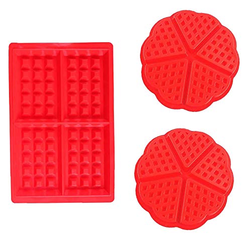 3 moldes de silicona para gofres, moldes para magdalenas, moldes para hornear, herramientas de cocina (rectangulares, cinco amores)