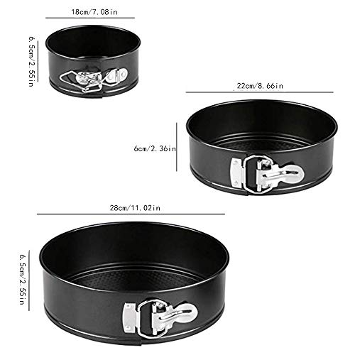 3 Moldes para Tartas de Queso antiadherentes, a Prueba Fugas Juego Redondas Revestimiento Doble Capa Cierre liberación rápida Lateral Apertura fácil Collar Desmontable, Mousse