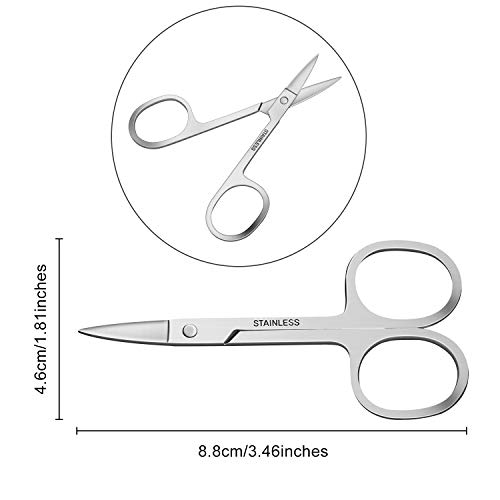 3 Paquetes de Tijeras para Cejas Tijeras para Cutículas Inoxidables Tijeras para Cutículas Curvas para Uñas, Cejas, Pestañas, Pelo de nariz, Cabello de Oreja, Piel Seca(Patrón de Colores)