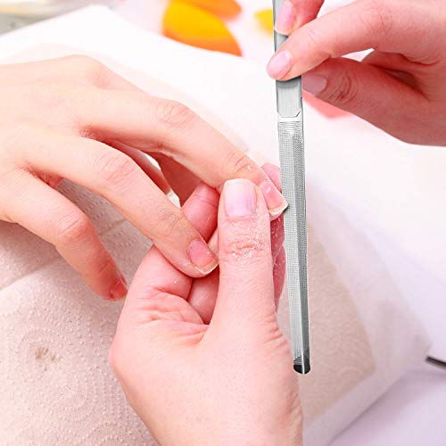 3 Piezas de Lima de Uñas de Acero Inoxidable Lima de Uñas de Metal de Doble Cara con Mango Antideslizante Herramienta de Manicura Pedicura para Salón y Hogar