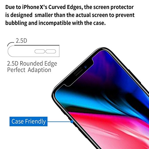 [3-Unidades] Protector de Pantalla iPhone X, Unitee Protector Cristal Vidrio Templado Premium 9H Dureza [2.5D Touch][Alta Definicion] [Anti-Explosion] [HD-display] para iPhone X