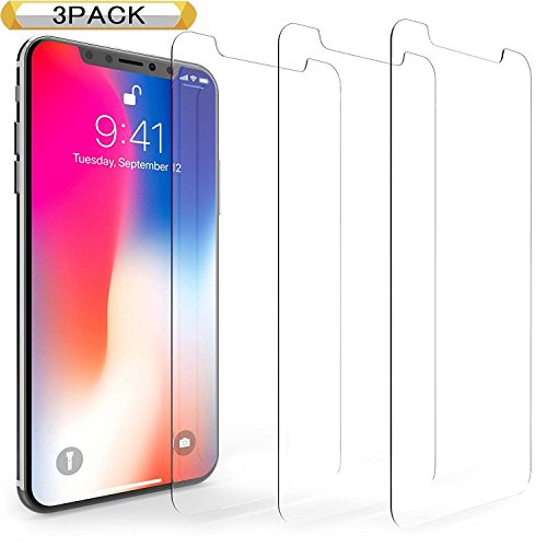 [3-Unidades] Protector de Pantalla iPhone X, Unitee Protector Cristal Vidrio Templado Premium 9H Dureza [2.5D Touch][Alta Definicion] [Anti-Explosion] [HD-display] para iPhone X