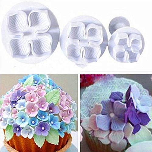 3 Unids/set Silicona Hortensia Fondant Decoración de Pasteles   Émbolo Cortador Flor Flor Molde Inicio Herramientas de Pastel Envío Gratis-En Moldes de Pastel