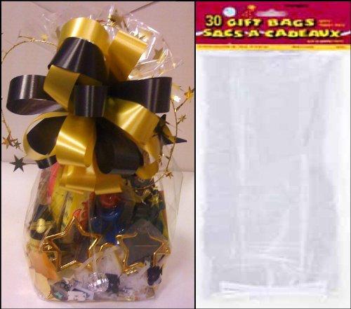 30x Clear Cellophane Bags, with Twist Ties! Ideal for Christmas Giftboxes, Party Bags, Favours, Wrapping Cupcakes & Sweets by Beautiful Balloons