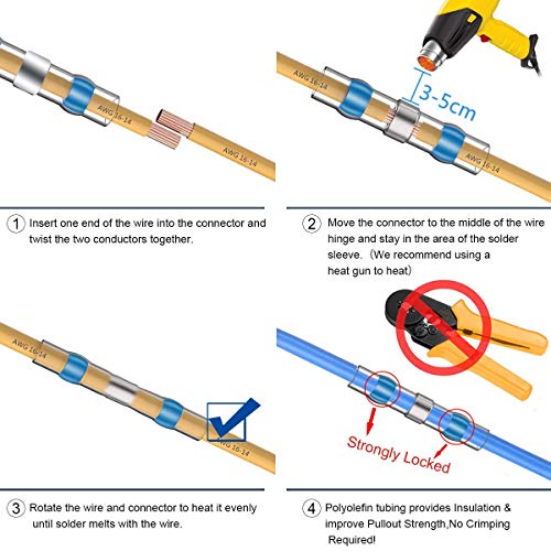 330 PCS Conectores eléctricos,Preciva 120 PCS Conector de sello de soldadura & 210 PCS Aislamiento del Encogimiento del Calor a Tope Conectores de Cable Eléctrico Kit