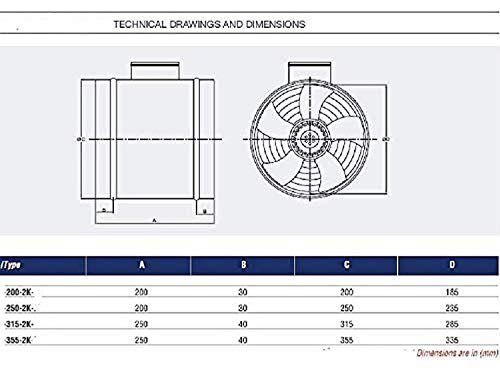 355 mm La Industria Tubo Ventilador Canal Ventilador Canal Ventiladores Axial canalizado Ventilación Extractor Extraccion Extractores Helicoidal industriales Aspiracion