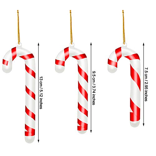 36 Piezas Adornos de Bastón de Caramelo Bastón Colgante de Juguete de Navidad Decoración de Muleta de Fiesta para Arboles de Navidad (13 cm/ 5,1 Pulgadas, 9,5 cm/ 3,7 Pulgadas, 7,5 cm/ 3 Pulgadas)