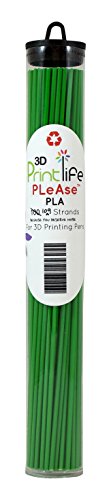 3D Printlife Enviro ABS Hebras de Impresión 3D Plumas, de 2.85, 109 Hilos por Tubo, Precisión Dimensional <+/- 0.05 mm, Verde