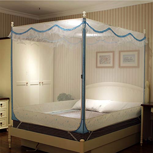 4 Esquina Mosquitera Grande Doble Cama con dosel Cama con dosel Malla Ropa de cama Princesa decorativa Cuadrada Mosquitera Cuadrada Para Acampar en interiores y exteriores ( Color : A )