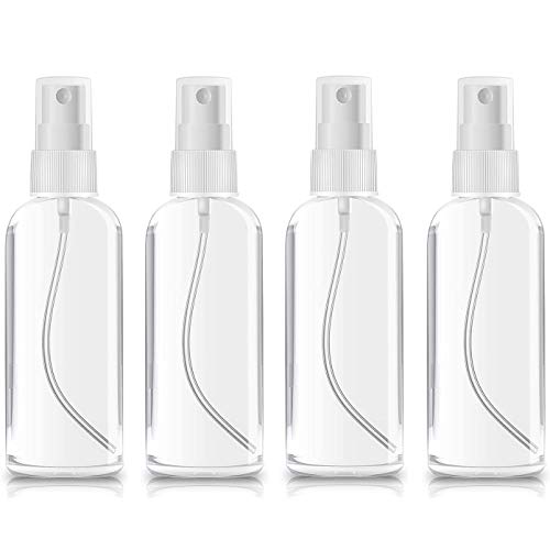 4 PCS *100ml Botes Viaje Transparente Plástico Botella Vacía de Spray, Bote Spray Pulverizador para Vacaciones, Viajes de Negocios, Maquillaje, Limpieza, 4 Piezas (100ML)