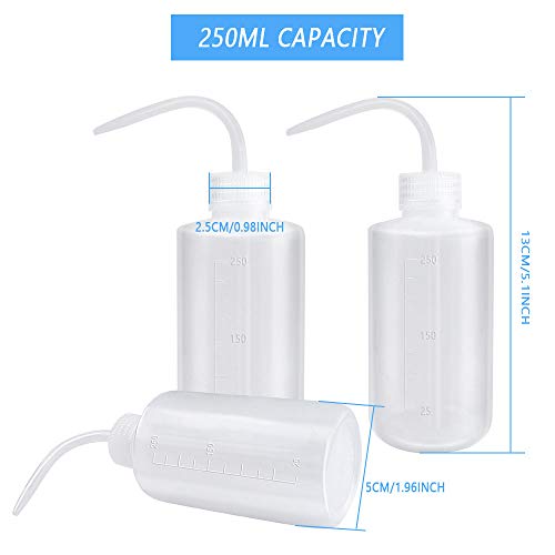 4 Piezas Botella de Lavado, Botella de Lavado de Plástico Transparente Lavado de Seguridad Botella de Plástico para Regar las Plantas, Squeeze Wash Bottle - 250 ml