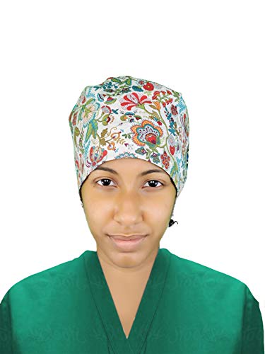 4 Piezas de Gorros de Colores Estampados Sombrero de Turbante de Bouffant Ajustable Gorras Unisex con Banda de Sudor