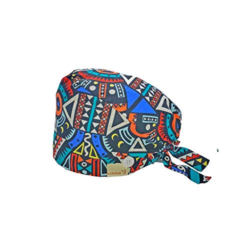 4 Piezas de Gorros de Colores Estampados Sombrero de Turbante de Bouffant Ajustable Gorras Unisex con Banda de Sudor