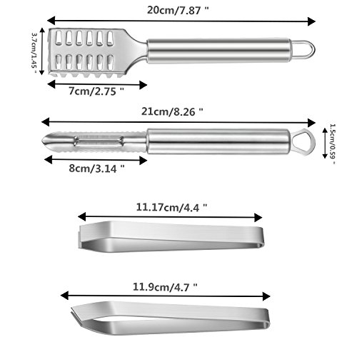 4 Piezas de Pinza de Pez para Espina de Pesca Removedor de Escamas de Pescado, Herramientas Japonesas Removedor de Escamas Antideslizante de Acero Inoxidable