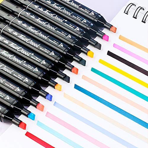 40 Colores Marker Pen Set Dibujo Rotulador Animación Boceto Marcadores Set con Estuche de Transporte para Dibujar Colorear Resaltar y Subrayar (40 Pcs)