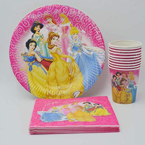 40 Unids/Set Fuentes De Fiesta Ariel/Belle/Cenicienta/Aurora Princess Birthday Party Plate/Servilleta Decoración Ariel Party