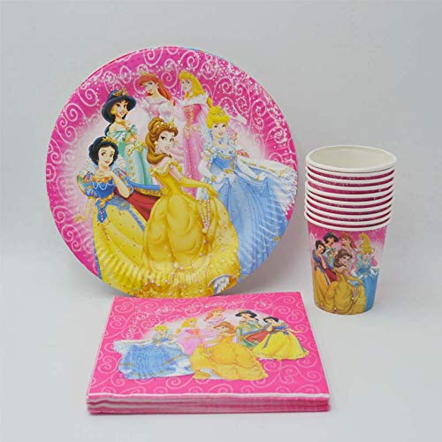 40 Unids/Set Fuentes De Fiesta Ariel/Belle/Cenicienta/Aurora Princess Birthday Party Plate/Servilleta Decoración Ariel Party