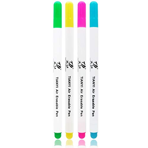 4pcs Agua Borrable Tela Rotuladores Tinta Que Desaparece Tela Rotuladores De Fuga Soluble En Agua Plumas De Costura De Punto De Cruz Bordado (Color Azar)