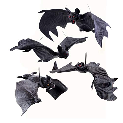 4pcs simulación murciélago de halloween colgante decoración colgante accesorios delicados falso murciélago juguete broma (negro)