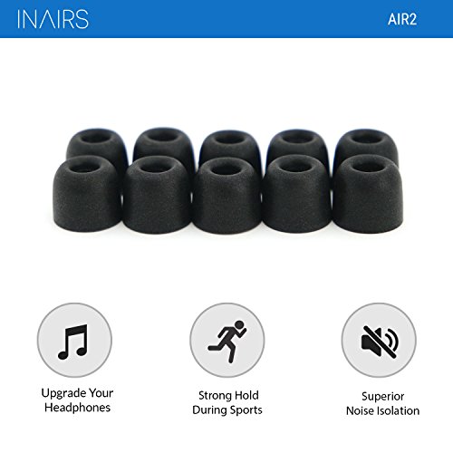 5 Pares INΛIRS AIR2 (M) Tapones para Auriculares - Tapones de Espuma viscoelástica: más Confort Respeto a los Tapones de Silicona - Aislamiento de Ruido y reemplazo de Auriculares para la Oreja