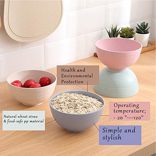 5 Piezas Cuenco Cereales, 24 oz irrompibles Bol Cereales Bowls Cocina Ensaladeras Vajilla Tazones de Consomé, Aptos para lavavajillas y microondas para niños, arroz, tazones para Sopa Tazones (Azul)