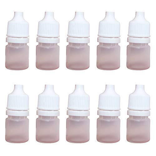 50 botellas de goteo de plástico blanco, rellenables, apretable, con tapón de rosca y reductor de orificaciones (botella + tapón de punta + tapa), 2ml, blanco, 50