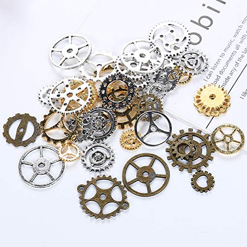 50 Gramos Engranajes Steampunk, Vintage Metal Steampunk Engranajes, Dientes Metal Surtidos Engranajes Steampunk Encantos Dientes para Fabricación, Accesorio Fabricación Engranajes