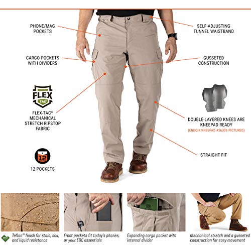 5.11 Men's Stryke Tactical Military Cargo Work Pant with Flex-Tac, Style 74369, Ranger Green, 42W x 36L