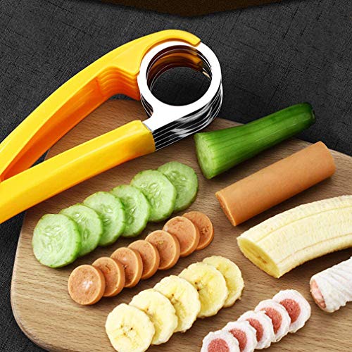 5pcs Banana Slicer, peladores de naranja cítricos, fruta limón piel removedor rebanadora pepino kiwi salchichas ensalada verduras, herramientas de frutas de mano