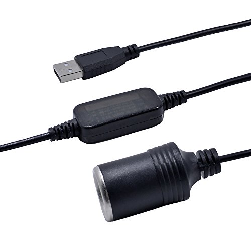 5V USB A Macho a 12V Enchufe de encendedor de automóvil Convertidor hembra para encendedores de automóvil Grabador de conducción DVR Dash Cámara GPS (menos de 8 W), 30 cm / 12 pulgadas