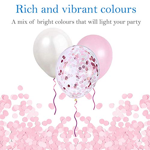 60 Globos Rosa Blanco y Globos de Confeti Confetti Balloon. 50 Globos en Latex + 10 Transparente con Confeti para Fiesta de Cumpleaños y Bautizo