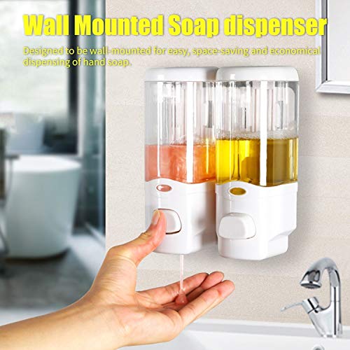 600 ml Jabón Dispensador Manual montado en la Pared del Plato Líquido Loción Gel Champú Cámara Dispensador de baño Cocina Hogar Escuela de Hostelería fácil de llenar bombear sin taponamiento