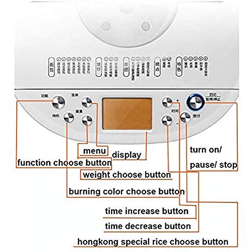 650w Automatic Bread Maker,Pantalla Led De Fabricante De Pan Programable (21 Programas Recetas Online 3 Colores De Concha 13-Cita De Hora 1-Aislamiento De Horas Blanco 33x31x32cm(13x12x13inch)
