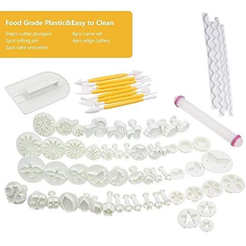 68 pcs juego de decoración de pasteles decoración de tartas hornear herramientas accesorios de cocina de plástico cortadores de émbolo de repostería (moldes de pastel hornear Confeitaria Set