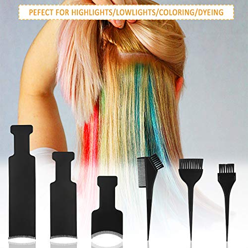 6pcs Herramientas para Coloración, Incluye 3 Brochas de Tinte y 3 Peine para Coloración, Pinceles de Tinte para Teñir El Cabello Usos de Salón y Hogar (negro)