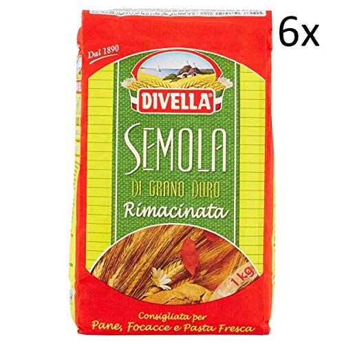 6x Divella Semola Di Grano Duro Rimacinata sémola de trigo duro 1 kg