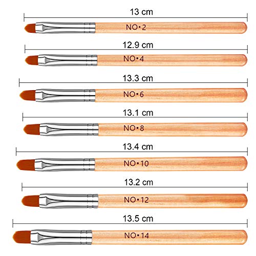 7 pinceles de uñas de gel UV de madera natural para pintar uñas