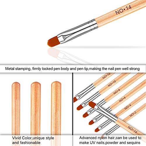 7 pinceles de uñas de gel UV de madera natural para pintar uñas