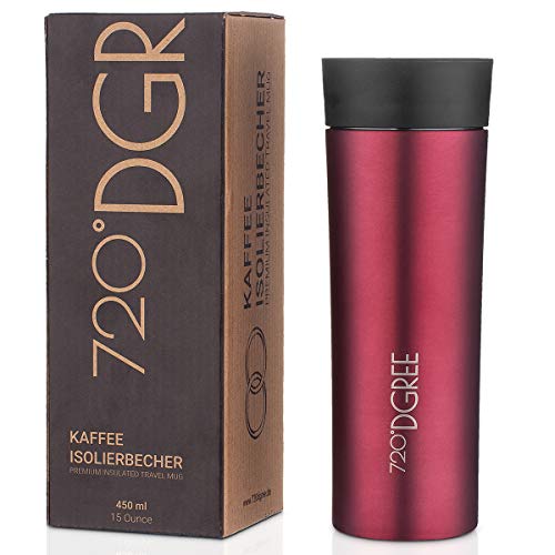 720°DGREE Termo Café para Llevar “PleasureToGo“ – 450ml - Taza térmica para Café y Té Caliente - Acero Inoxidable, Doble Pared, Aislado al Vacío, Prueba de Fugas - Mug térmico, termos - Sin BPA Free