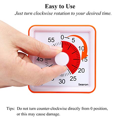 7.8CM Silent Visual Timer Kids 60 Minute Countdown Clock Optional Alarm (3S/60S) Loud/Low Soud for Kid Teacher Classroom Meeting Kid Children or Adults with Special Need (Orange Color)