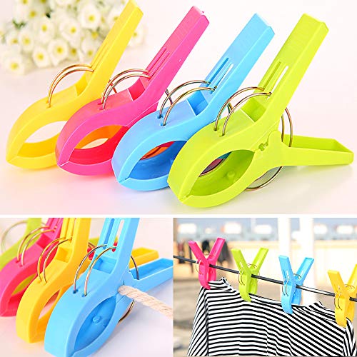 8 pcs Grandes Playa Toalla Clips Pinzas de Plástico Fuerte Resistentes al Viento, Brillante Color Clips para la Ropa Pesada y el Lavarse