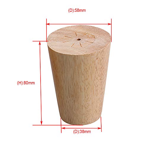 80x58x38mm Cone Material de madera Sofá Silla Cama Armario Mesa de té TV Gabinete Muebles de madera Patas de repuesto Pack de 4